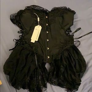 Black corset with attached side skirt xxl